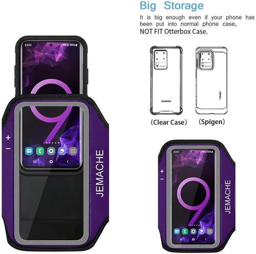 Miniatura 6 de Brazalete para Galaxy S10 S9 S8, JEMACHE Gym Running Ejercicios Entrenamientos Teléfono Banda para Samsung Galaxy S10/S9/S8/S7 Edge (morado)
