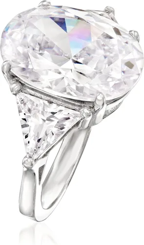 Miniatura 3 de Ross-Simons 10.00 ct. t.w. Oval and Trillion-Cut CZ Ring in Sterling Silver