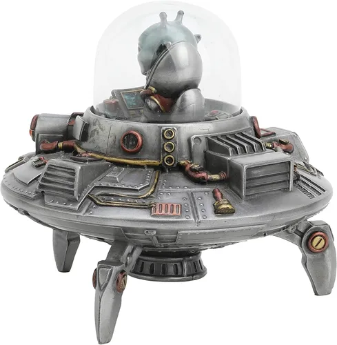 Miniatura 4 de Veronese Design 5 1/8 pulgadas de alto platillo volador OVNI Área de visitantes alienígenas 51 regalo escultura de resina decoración del hogar