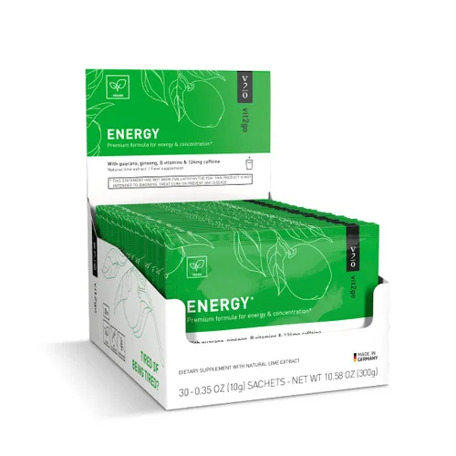 Mezcla de bebida energética natural, 124 mg de cafeína de ginseng y guaraná, sin azúcar, polvo pre-trabajo sin choques, vitaminas B, magnesio y