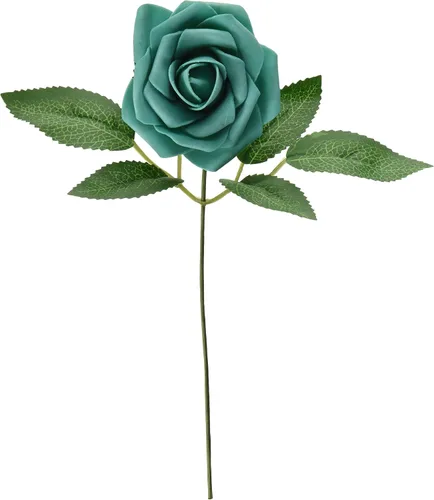 Miniatura 15 de Wrapables® Flor de rosa artificial, flores de tacto real para ramos de boda y centros de mesa, aguamarina
