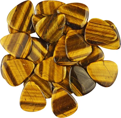 Miniatura 69 de Púa de guitarra o bajo de Obsidiana de Caoba en vidrio volcánico - 3.0 mm de calibre ultra pesado - Forma 351 - Púa exótica artesanal de gema