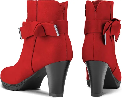 Miniatura 6 de mysoft Botines para mujer con tacón, tacón grueso apilado y cremallera botines para mujer