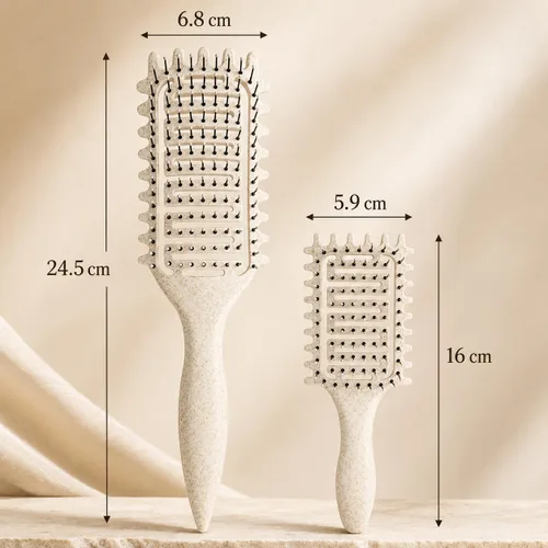 Miniatura 3 de Curl Defining Brush for Curly Hair, Vented Detangling Hair Brush for Wet and Dry Styling, Curved Brush for Shaping and Smoothing Curl Clumps, Beige