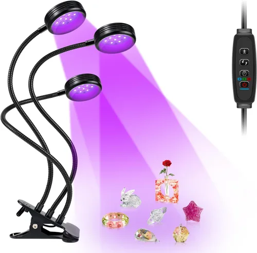 Miniatura 8 de Luz negra UV USB de doble cabeza, lámpara LED de 10W 395nm-405nm con abrazadera, cuello de cisne para curado de resina, luz negra, pósters