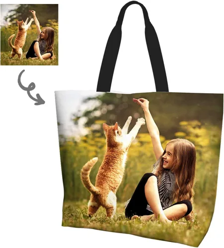 Miniatura 3 de Bolsa de mano personalizada, diseña tu propio texto/foto/logotipo impreso, bolso de hombro personalizado de gran capacidad para hombres/mujeres