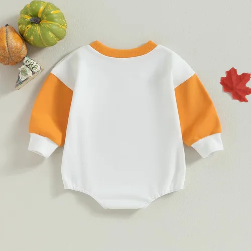 Miniatura 135 de Ropa de Halloween para bebé niña, sudadera con estampado de calabaza, mameluco de burbujas, lindo traje de Acción de Gracias de otoño