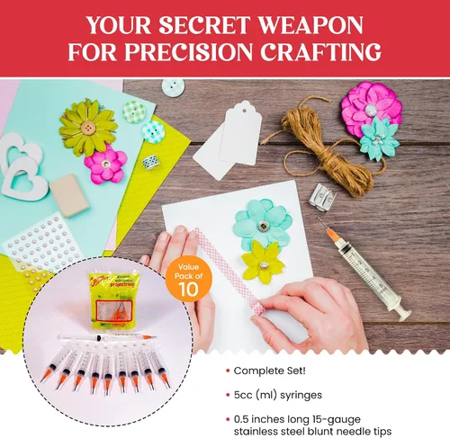 Miniatura 3 de Creative Hobbies Jeringa aplicadora de pegamento para diamantes de imitación de parte trasera plana y manualidades de pasatiempos, 0.2 fl oz