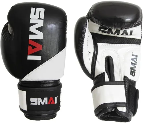 SMAI Guantes de boxeo de cuero MMA para niños: guantes de kickboxing profesionales con protección mejorada para la muñeca y los nudillos. Cuero no