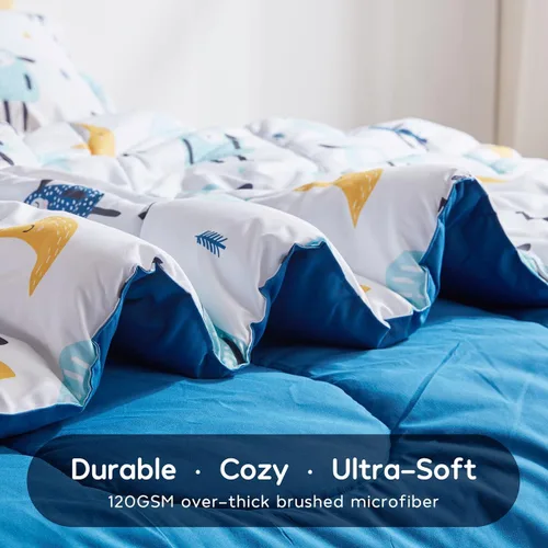 Miniatura 3 de SLEEP ZONE Juego de edredón para niños, tamaño matrimonial/queen, súper lindo y suave, ropa de cama para niños en una bolsa, juego de 7 piezas