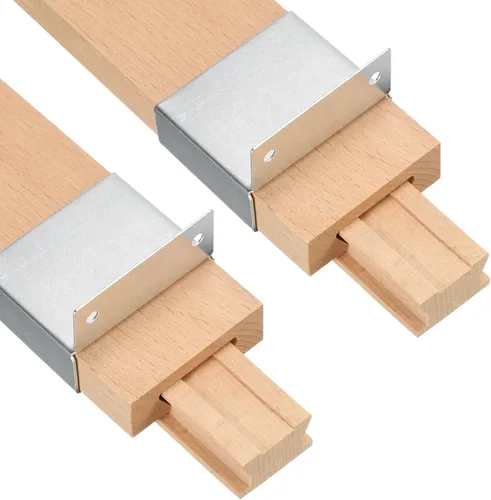 Miniatura 9 de uxcell 2 juegos de correderas de madera para cajones con soporte deslizante de metal, guía central de madera clásica, kit de repuesto de rieles