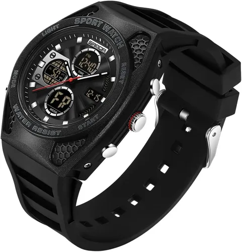 Miniatura 22 de FANMIS Reloj deportivo de cuarzo digital multifunción militar para hombre, impermeable, con alarma, LED, azul