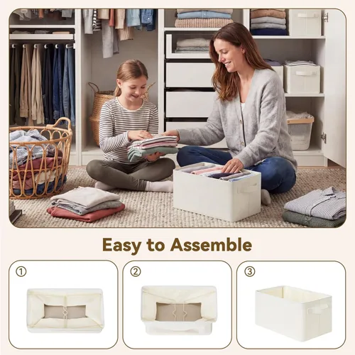 Miniatura 6 de GRANNY SAYS Storage Bins for Closet, Linen Closet Organizers and Storage Baskets with Metal Frame, Shelf Storage Bins for Organizing Bedroom Gris
