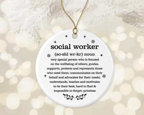 Adorno de Navidad para trabajador social, regalo de diccionario de definición de trabajador social, mejor trabajador social de todos los tiempos,