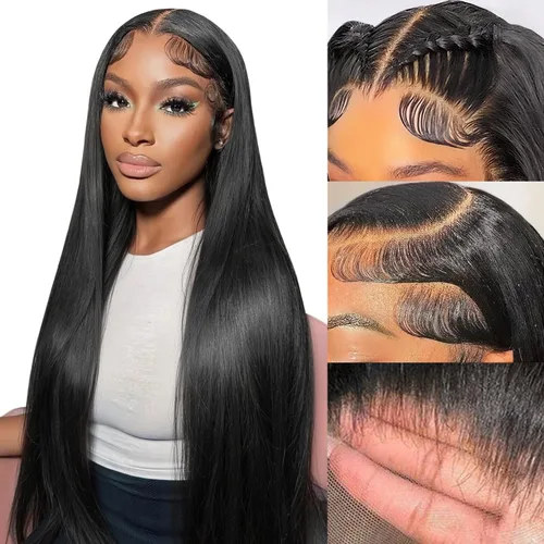 Miniatura 13 de Pelucas de cabello humano lacio prearrancado de 13 x 6 pulgadas, pelucas de cabello humano de densidad 200 HD transparente con encaje frontal