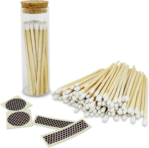 Miniatura 15 de Cerillas blancas de 4 pulgadas + calcomanías de golpeador incluidas 300 fósforos decorativos de seguridad de punta blanca con clase Cerillas
