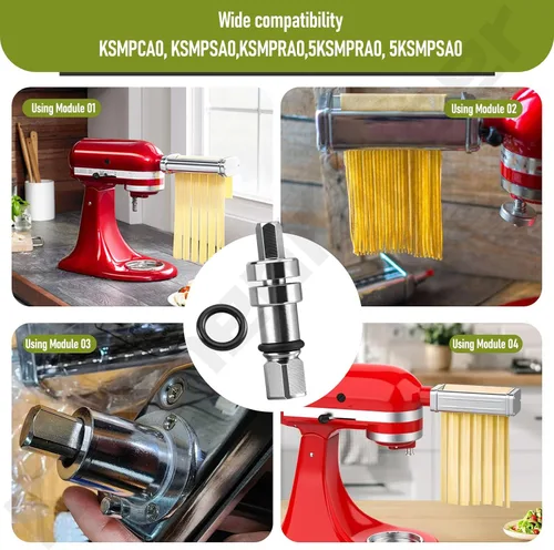 Miniatura 4 de Acoplador de eje de corte para pasta compatible con batidora de pie Kitchen-Aid – Para rodillo de pasta serie KSMP y cortador de reparación