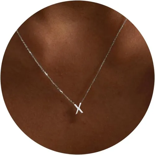 Miniatura 49 de Collares con iniciales para mujer, delicado collar de letra plateada con nombre personalizado con monograma, collar simple y lindo con inicial