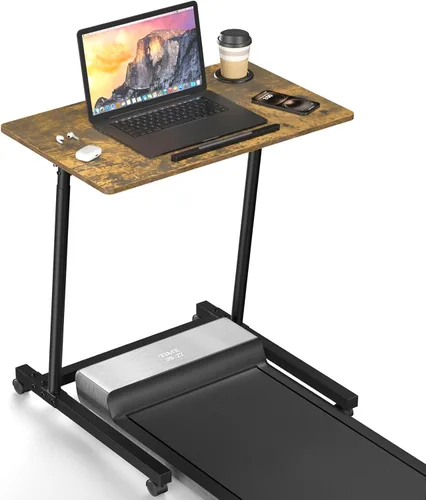 Miniatura 11 de Eocnrhe Escritorio de caminadora, escritorio móvil de pie pequeño con ruedas para almohadilla para caminar, mesa portátil para laptop, mesa rodante