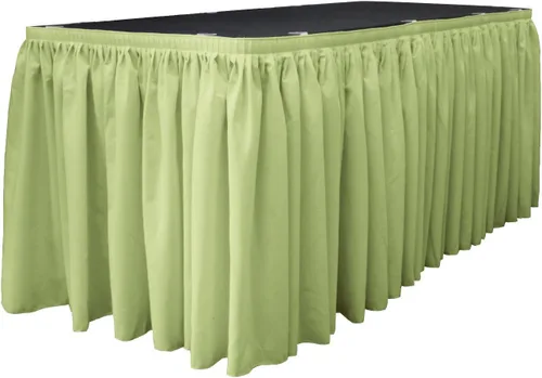 Miniatura 18 de LA Linen Falda de mesa de popelina de poliéster para mesas rectangulares, tela plisada para banquetes de boda, 14 pies por 29 pulgadas de largo