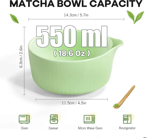Miniatura 4 de Traditional Matcha Tea Set, 8-Piece Complete Matcha Kit Set with Chawan Ceramic Bowl with Spout, Bamboo Whisk and Holder, Scoop, Sifter, Tea Towel