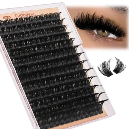 Miniatura 11 de Focipeysa Kit de Extensión de Pestañas D Curl Clusters de Pestañas 280pcs Kit de Extensión de Pestañas DIY 40D Pestañas Individuales con Adhesivo