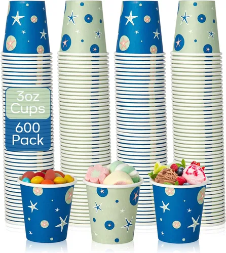 TV TOPVALUE Paquete de 600 tazas de papel de 3 onzas, tazas desechables mini para enjuague bucal, expreso, aperitivos, usadas para baño, fiesta,