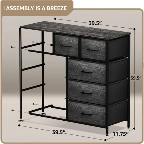 Miniatura 3 de Sorbus Cómoda con 9 cajones de madera sintética, organizador de almacenamiento para ropa, dormitorio, pasillo, sala de estar, armario y muebles