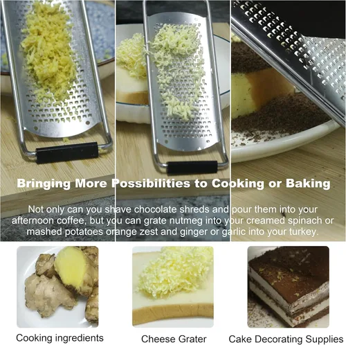 Miniatura 6 de Rallador de queso de mano con mango, limón y cítricos, herramienta para cocina, acero inoxidable, suministros de decoración de pasteles, accesorios