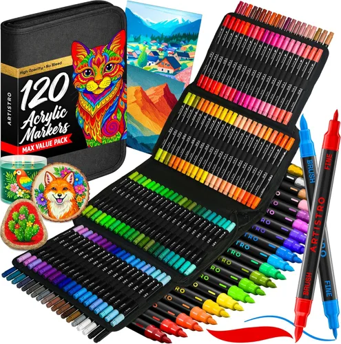Miniatura 12 de ARTISTRO 12 Bolígrafos de Pintura Regulares para Marcado en Vidrio, Pintura en Roca, Cerámica, Madera, Tela, Álbum de Recortes, Manualidades DIY