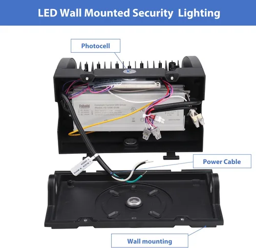 Miniatura 4 de dephen Paquete de luz LED de pared de 120 W con fotocélula – 5000 K 16200 LM giratorio hacia arriba hacia abajo, accesorio de iluminación