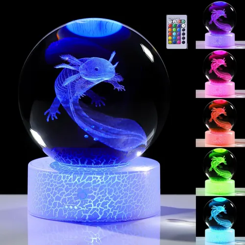 Regalos de ajolote 3D para mujer, bola de cristales, figuras de ajolote, decoración de animales, figura de ajolote, cosas para habitación,