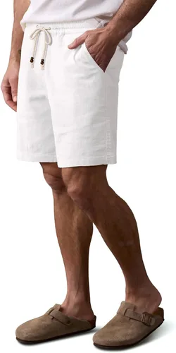 Miniatura 12 de Comdecevis Pantalones cortos de lino y algodón elástico para hombre, de 7 pulgadas, casuales, ligeros, para verano, playa, con cintura elástica