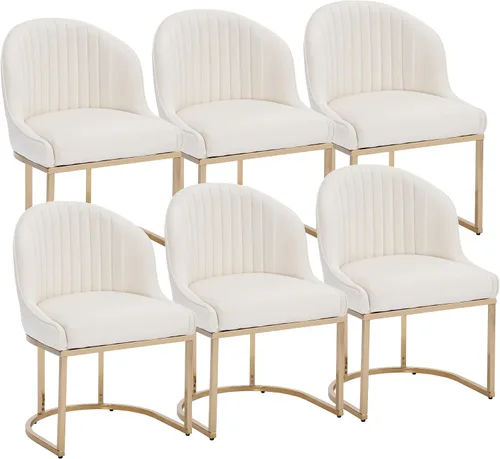 Miniatura 8 de Juego de 2 sillas de comedor de terciopelo, sillas de comedor tapizadas con patas de metal dorado, sillas auxiliares modernas para cocina, sillas