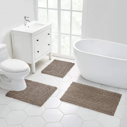 Miniatura 38 de Walensee Alfombra de baño antideslizante (24x17 pulgadas, rosa polvoriento) absorbente de agua, súper suave, lanuda de felpilla, lavable a máquina