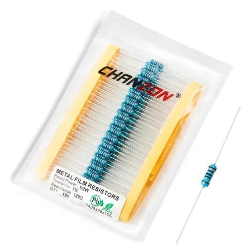 Miniatura 77 de Chanzon - 100 resistencias de película metálica 1/2 W (0.5 W) 10 Ω ohmios ±1% de tolerancia 10R MF, resistencias de agujero pasante con limitación