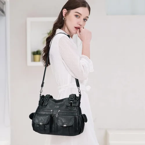 Miniatura 7 de KL928 - Bolsas grandes y bolsos de mano para mujeres con múltiples bolsillos, suaves, piel sintética y estilo hobo