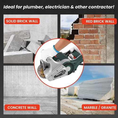 Miniatura 7 de Huanyu Cazador de pared eléctrico 1 vez Moldeo de pared Máquina de corte de ranura de pared Vistamiento infrarrojo 4800W Ancho de corte 1.575 in