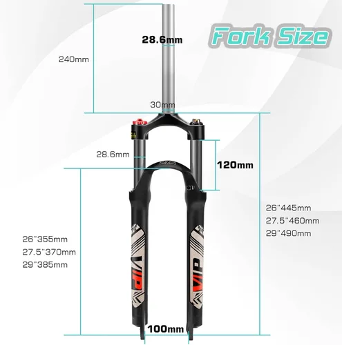 Miniatura 4 de BUCKLOS 26/27.5/29 Horquilla de Suspensión MTB de 100mm, Tubo Recto de 28.6mm QR 9mm de Ajuste de Corona de Aleación de Aluminio para Bicicleta
