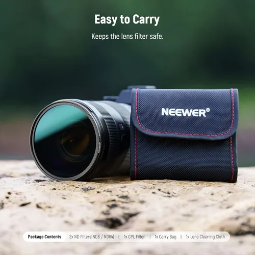 Miniatura 9 de NEEWER Kit de filtro de lente de 1.929 in ND8 ND64 CPL, densidad neutra+kit de filtro polarizador circular con 30 capas de revestimiento nano/vidrio