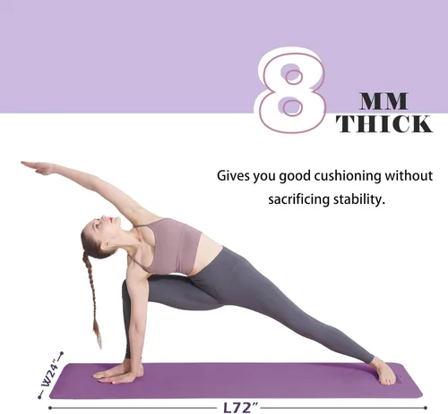 Miniatura 4 de UMINEUX Esterilla de yoga extra gruesa de 1/3 y 2/5 pulgadas antideslizante para mujeres, respetuosa con el medio ambiente, tapete de ejercicio
