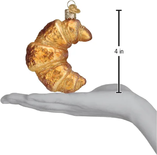 Miniatura 3 de Old World Christmas - Adorno de vidrio soplado en forma de croissant para árbol de Navidad, decoración festiva artesanal, colección de desayuno