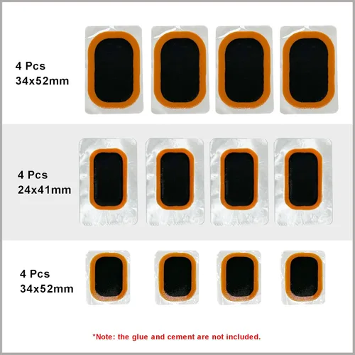 Miniatura 2 de PAX 12 piezas de parches de repuesto para tubos internos, 4 piezas X 24x41mm/ 24x35mm/ 34x52mm. Kit de parches de reparación de pinchazos