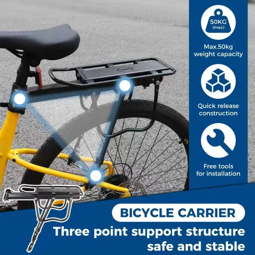Miniatura 6 de MEGHNA Bike Rear Rack Large Capacity Stable Bike Rear Cargo Detachable Universal Fit for Most Bikes Easy to Install with Reflector for Mountain Bike