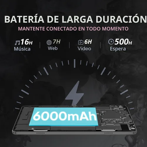 Miniatura 3 de HNVHNV Tablet de 10 pulgadas Android 13, 6 GB RAM 64 GB ROM, procesador Quad-Core, pantalla táctil LCD de 1280x800, WiFi, GMS, cámara dual