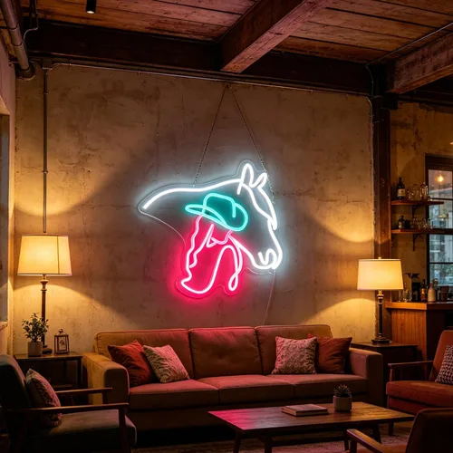 Miniatura 9 de Letrero de neón de caballo vaquera, luz de neón de mujer caballo, luz LED de señora caballo, letrero LED de vida campestre, decoración de pared