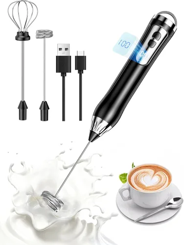 Espumador de leche recargable, varita de mano espumador de café, fabricante de espuma eléctrica impermeable IP67, mezclador de bebidas de alta