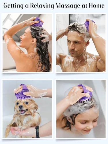 Miniatura 7 de HEETA Masajeador de cuero cabelludo con cerdas de silicona suave, elimina la caspa, alivia la picazón, cepillo de champú para el cuidado del cabello