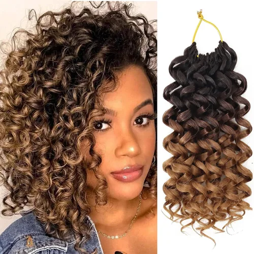 Miniatura 28 de 7 paquetes de cabello rizado de ganchillo GoGo de 6 pulgadas, pelo corto, para mujeres, rizos de playa, trenzas de ganchillo de torsión profunda