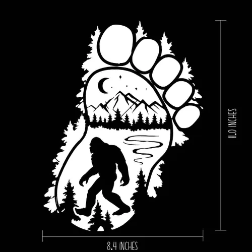 Miniatura 2 de Bigfoot Sasquatch Yeti - Vinilo adhesivo de pino silvestre, bosque, montaña, río, 11 pulgadas x 8.5 pulgadas (blanco)